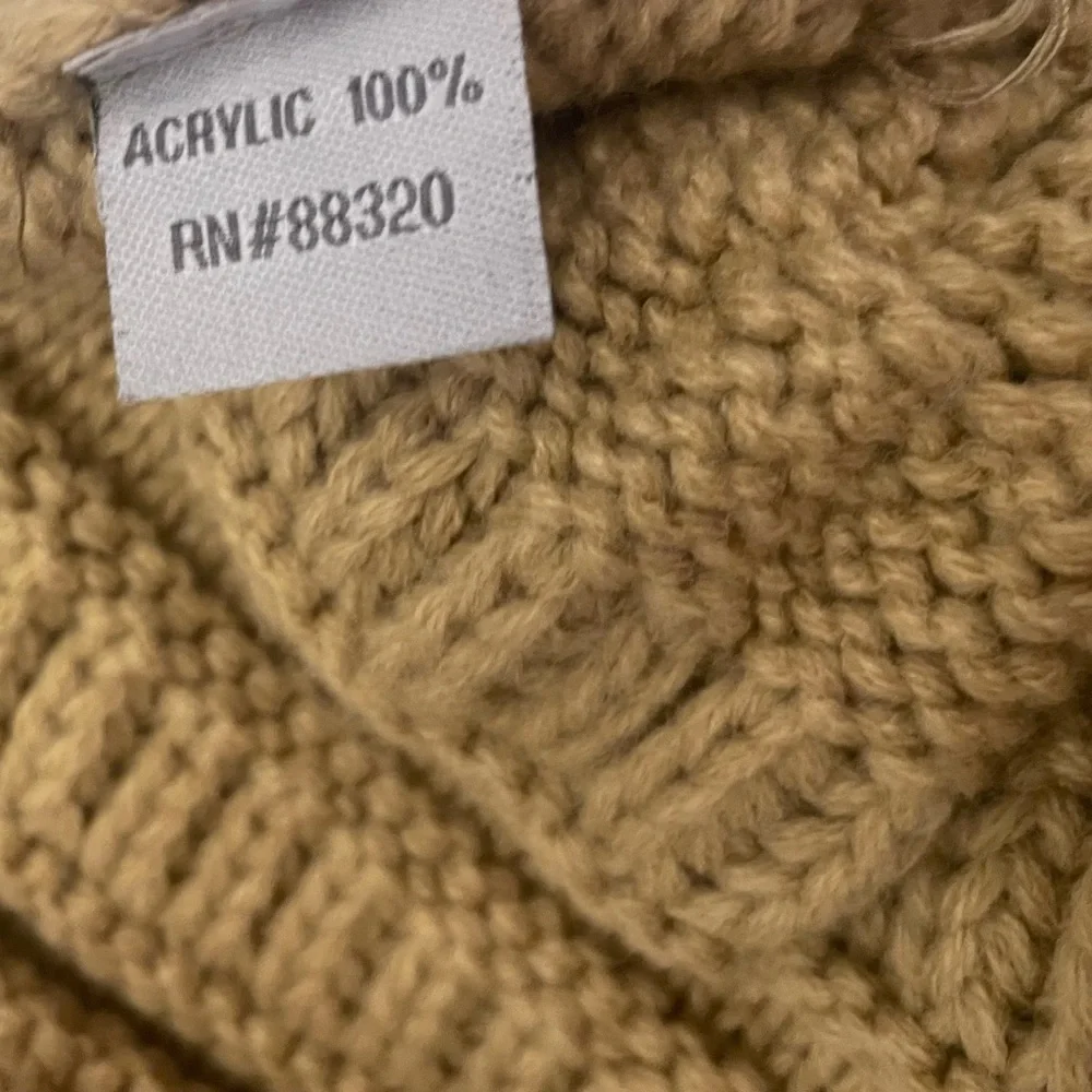 CC-Cozy Tan Knit Beanie with Faux Fur Pom - Picture 7 of 7